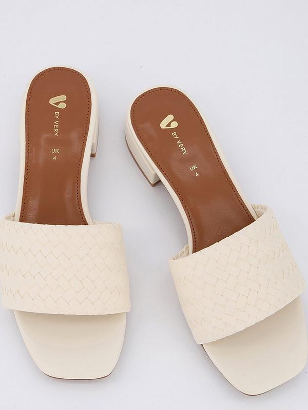 V by Very Weave Low Heel Sliders - Cream