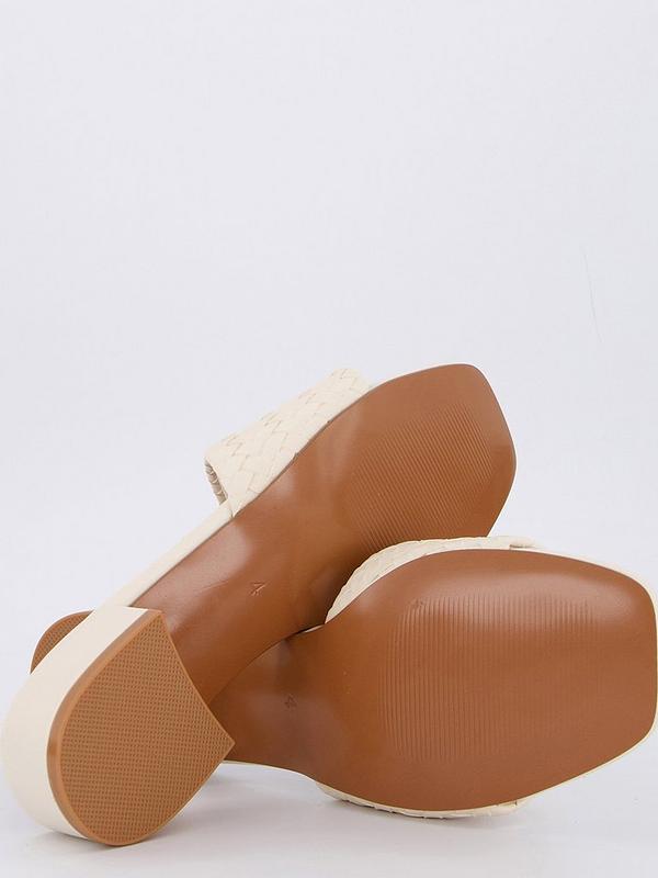 V by Very Weave Low Heel Sliders - Cream