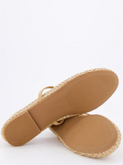 V by Very Mesh Round Toe Ballerina Flats - Natural