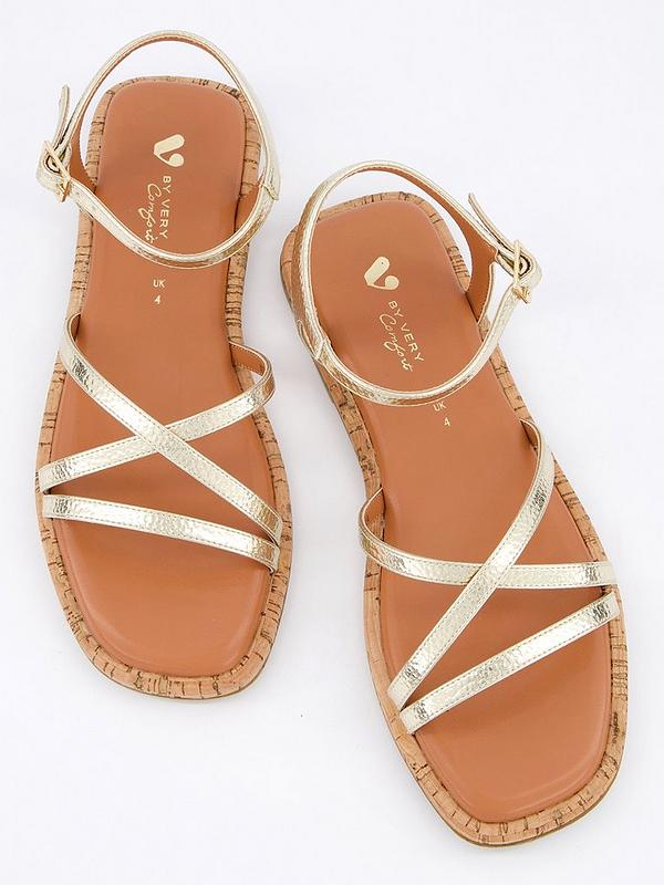 V by Very Comfort Comfort Strappy Sandals - Gold