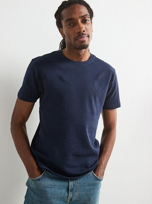 Very Man Textured Jacquard T-Shirt - Navy