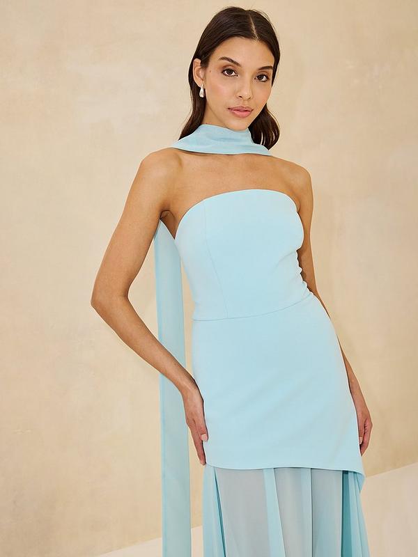 Michelle Keegan Bandeau Dress with Neck Scarf - Blue