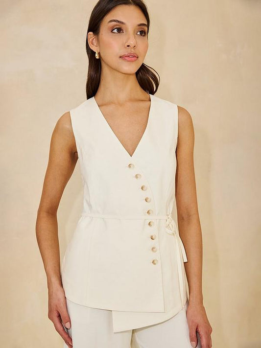 Michelle Keegan Co-Ord Button Detailed Waistcoat - Cream