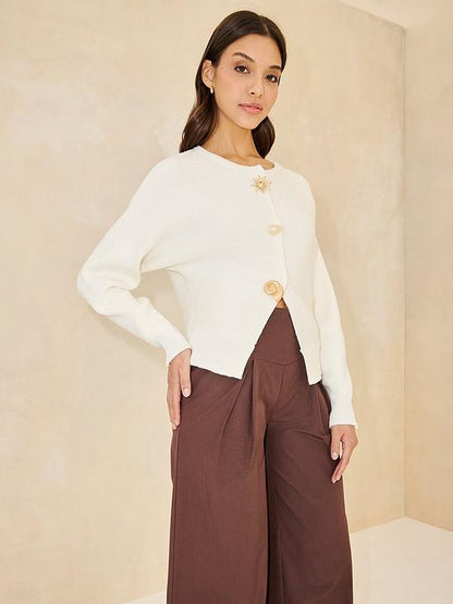 Michelle Keegan Waistband Wide Leg Trousers - Brown