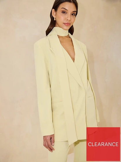 Oversized Blazer With Neck Scarf Green