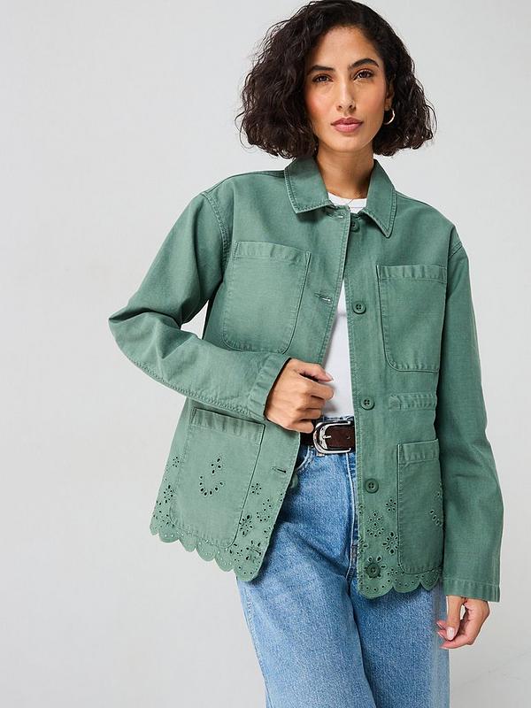 V by Very Cutwork Utility Jacket - Khaki
