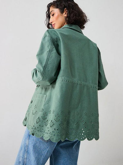 V by Very Cutwork Utility Jacket - Khaki