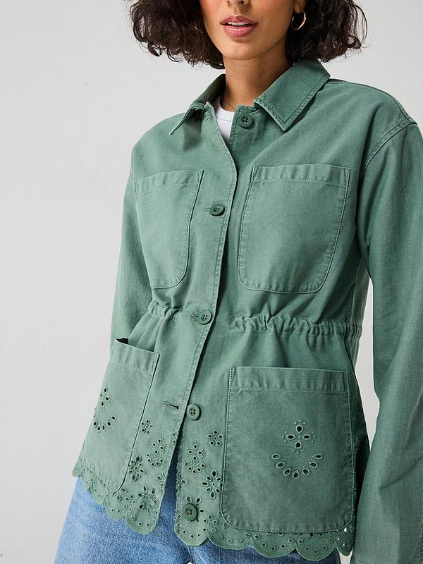 V by Very Cutwork Utility Jacket - Khaki