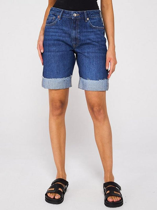 V by Very Boyfriend Denim Shorts - Dark Wash