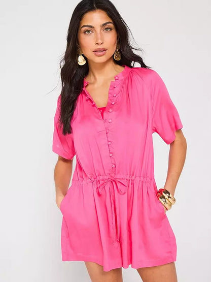 V by Very Button Front Floaty Beach Playsuit