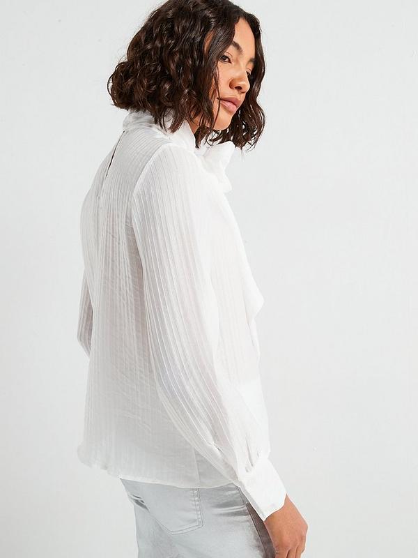 Vero Moda Long Sleeve Bow Collar Shirt - White