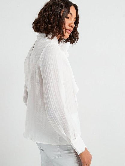 Vero Moda Long Sleeve Bow Collar Shirt - White