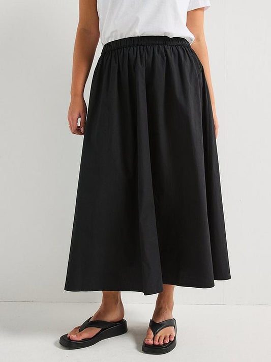 V by Very Curve Cotton Full Midi Skirt - Black