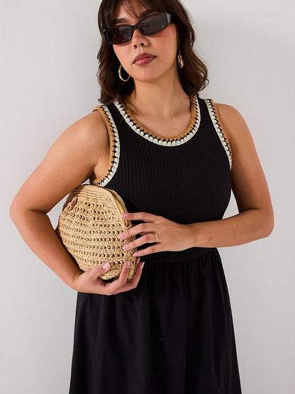 V by Very Curve Puffball Hem 2 in 1 Midi Dress - Black