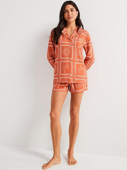 V by Very Printed Sun Print Short Pyjama Set - Rust