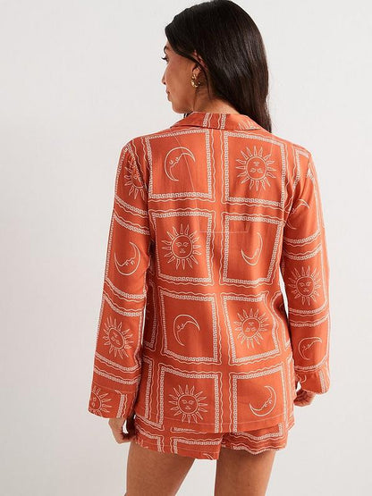 V by Very Printed Sun Print Short Pyjama Set - Rust