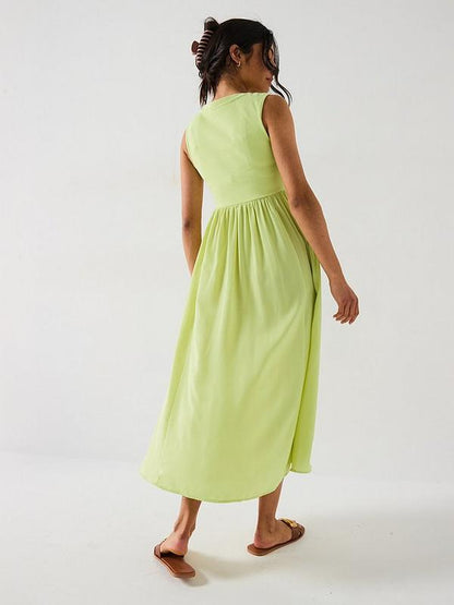 V by Very Sleeveless Woven Hem Dress - Green