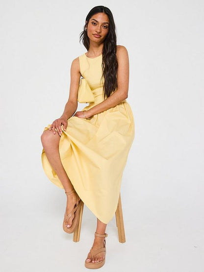 V by Very Rib Woven Skirt Dress - Yellow