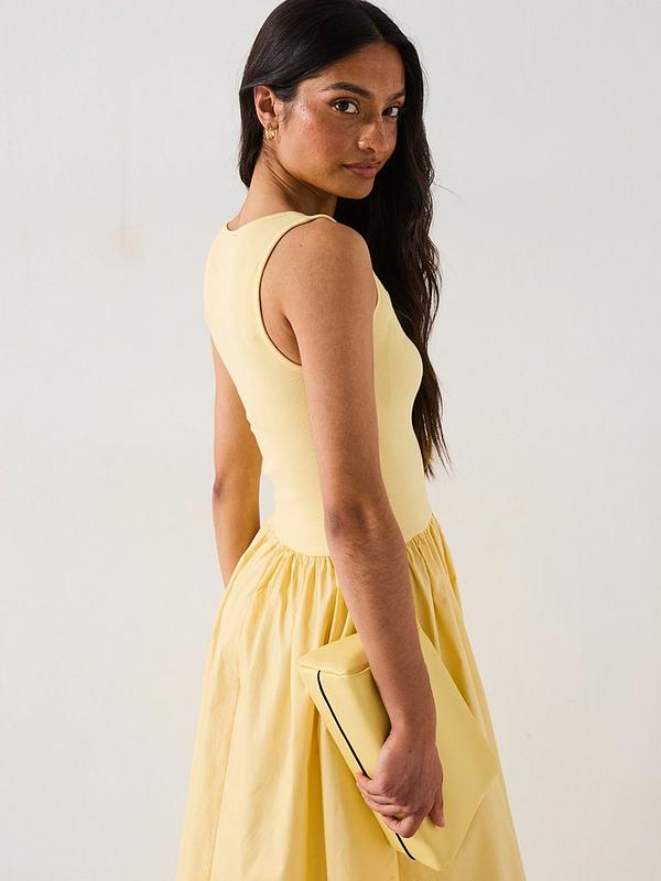 V by Very Rib Woven Skirt Dress - Yellow
