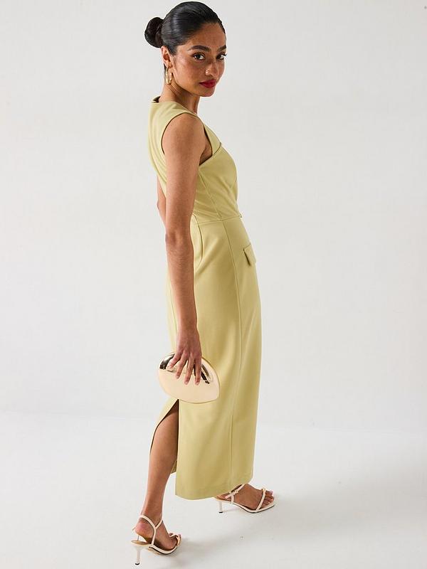 V by Very Button Cut Out Dress - Green