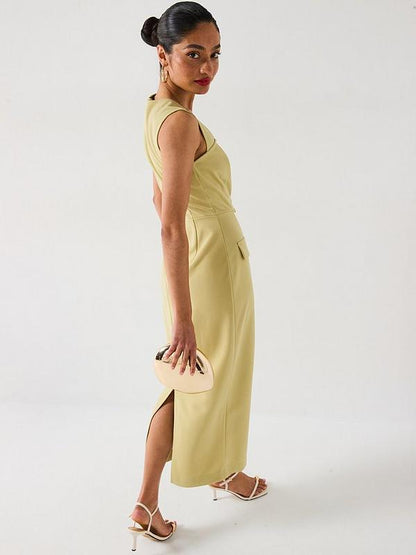 V by Very Button Cut Out Dress - Green