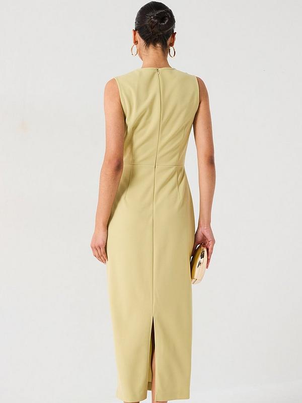 V by Very Button Cut Out Dress - Green