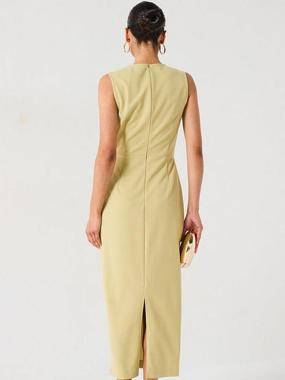 V by Very Button Cut Out Dress - Green