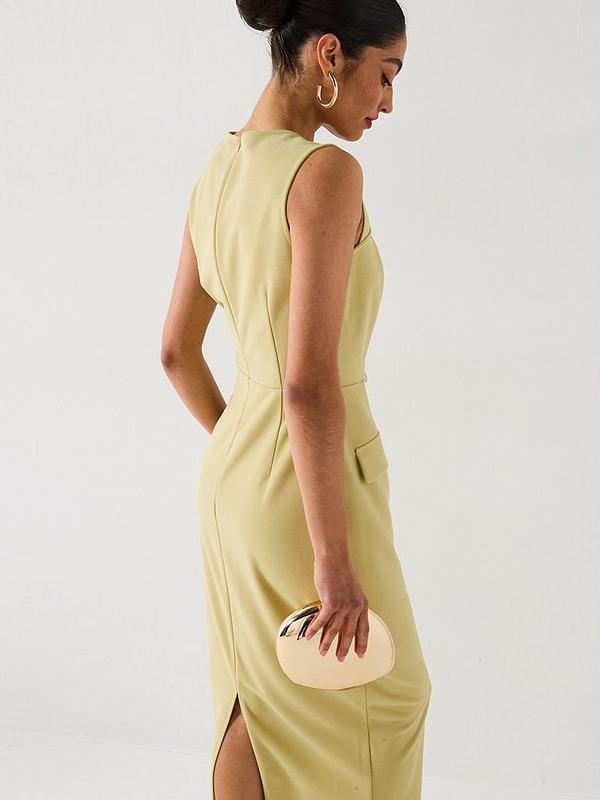 V by Very Button Cut Out Dress - Green