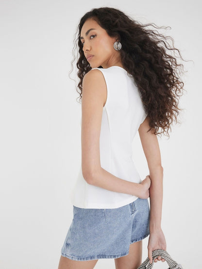 River Island White Bow Top