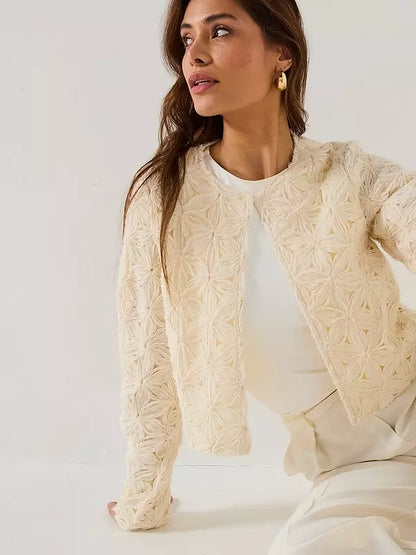 V by Very 3D Flower Jacket - Cream