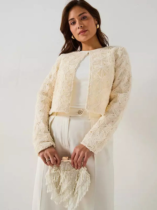 V by Very 3D Flower Jacket - Cream