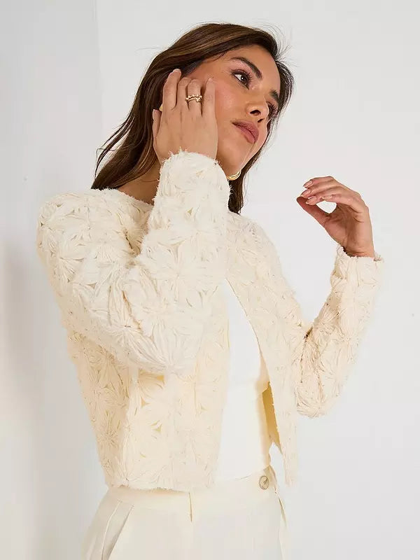 V by Very 3D Flower Jacket - Cream