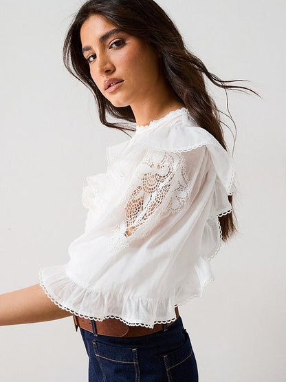 Frill Lace Blouse - White