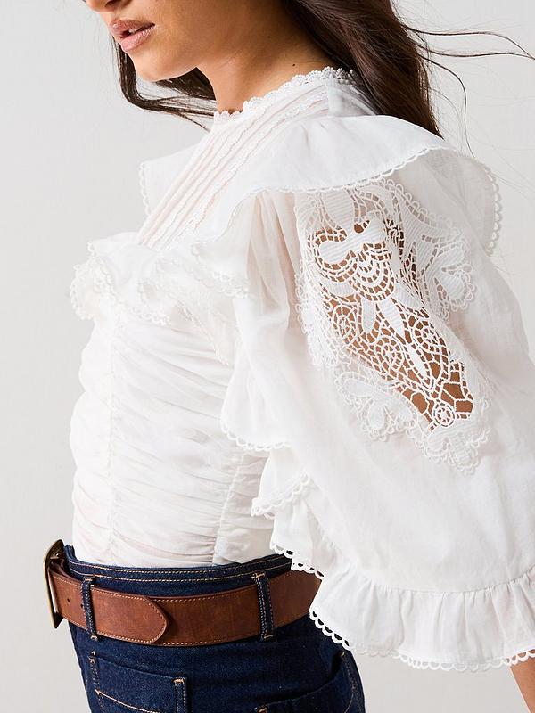 Frill Lace Blouse - White