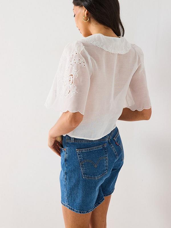 V by Very Sheer Tie Front Blouse - Cream