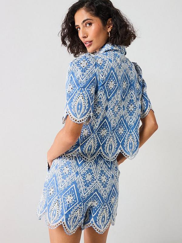 Co-Ord Embroided Blouse & Short Set