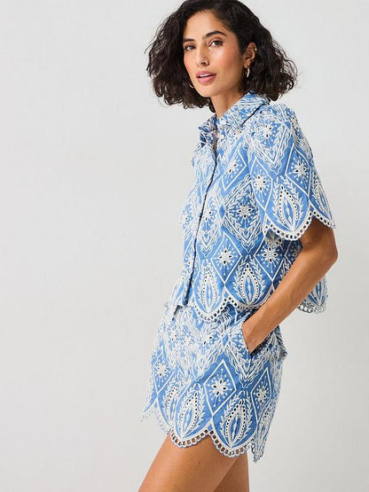 Co-Ord Embroided Blouse & Short Set