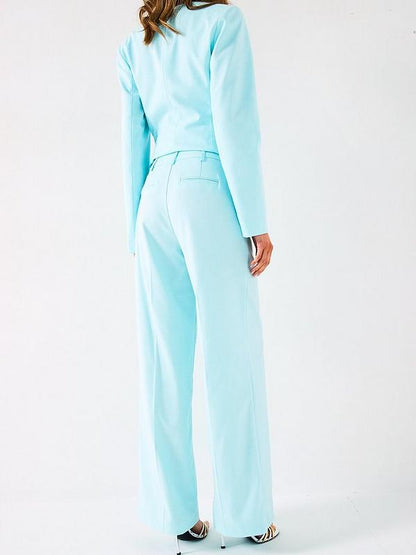 Collarless Blazer & Trousers Co-Ord Set - Green