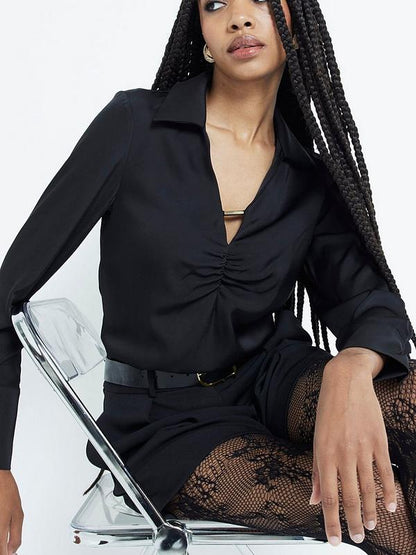 River Island Bar Detailed Ruched Top Black