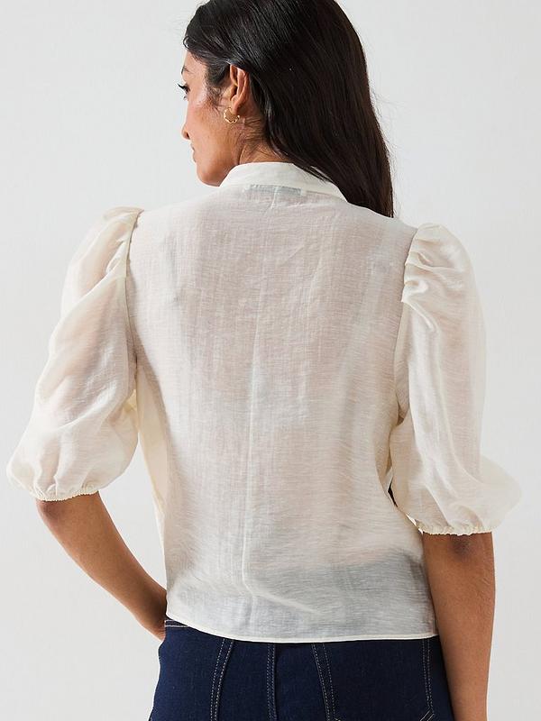 V by Very Scalloped Placket Blouse - Cream