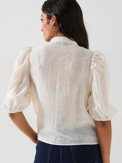 V by Very Scalloped Placket Blouse - Cream