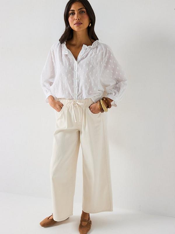 V by Very Dobby Button Through Cotton Blouse