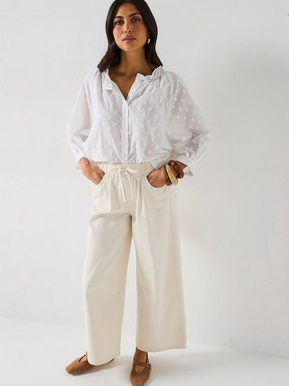 V by Very Dobby Button Through Cotton Blouse