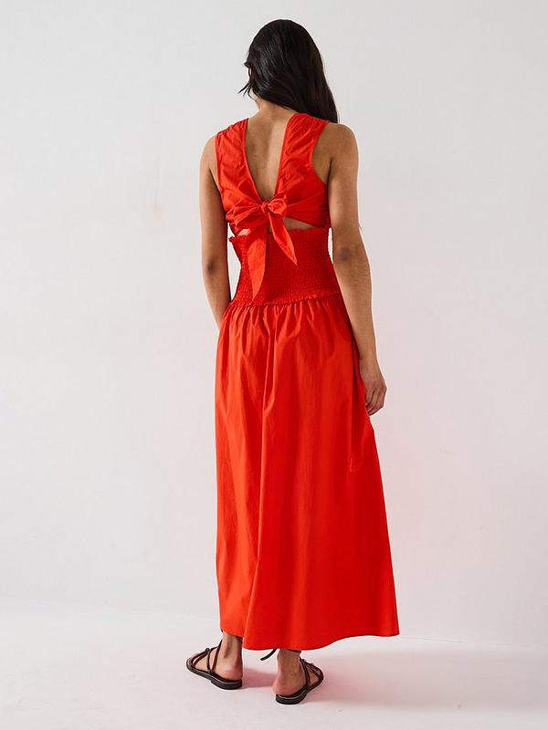 V by Very Shirred Waist Midaxi Dress - Orange