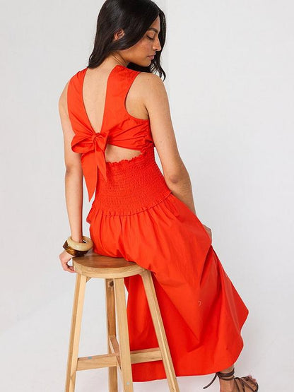 V by Very Shirred Waist Midaxi Dress - Orange