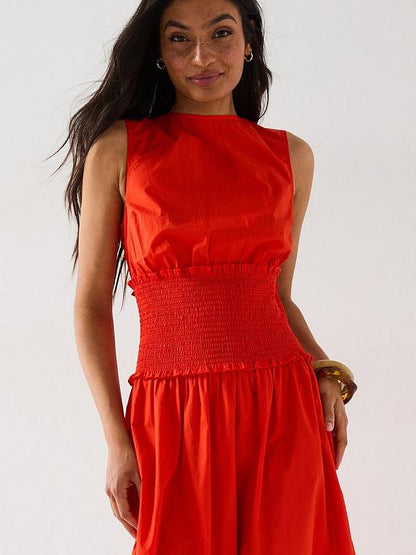 V by Very Shirred Waist Midaxi Dress - Orange