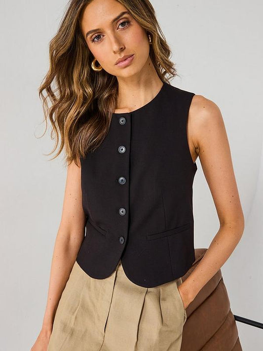 V by Very Scoop Co-ord Waistcoat - Black
