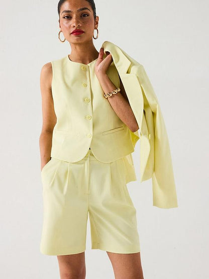 V by Very Scoop Waistcoat Co-Ord - Lemon