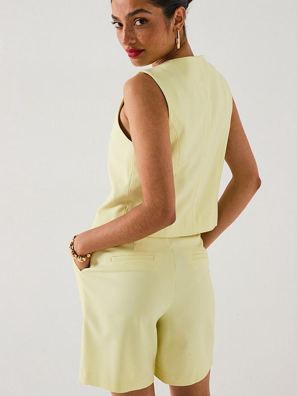 V by Very Scoop Jacket Waistcoat & Shorts Co-Ord - Lemon