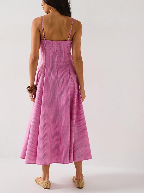 V by Very Stripe Strappy Midaxi Dress - Pink